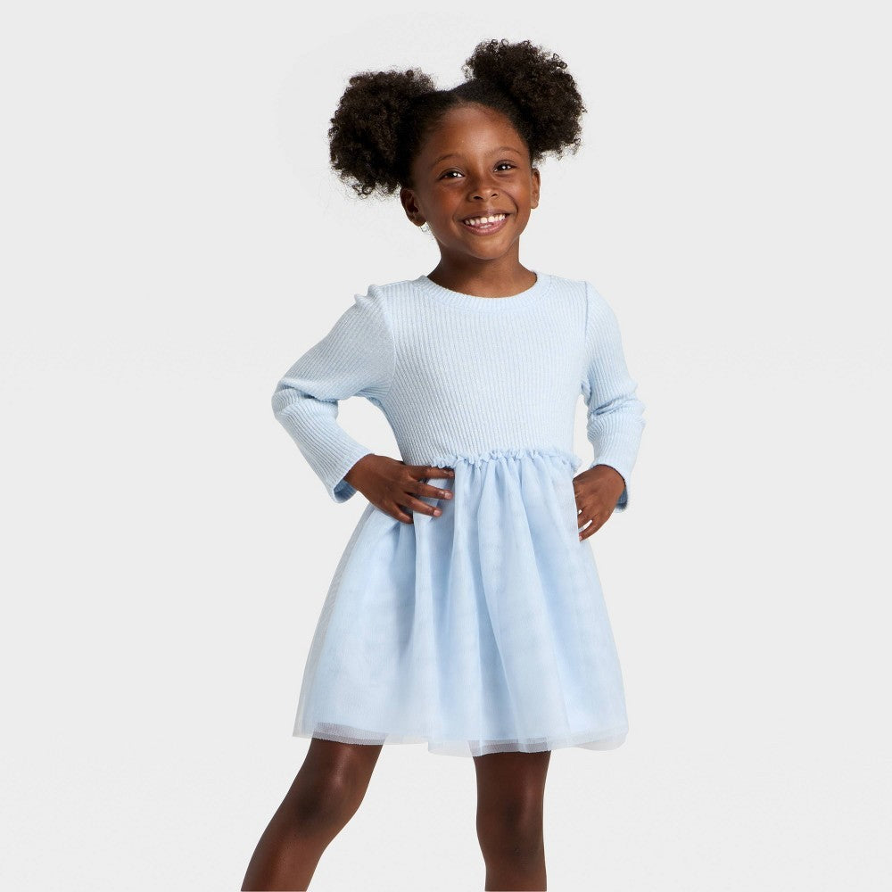 Cat & Jack Toddler Girls' Sparkle Tulle Dress Blue 2T
