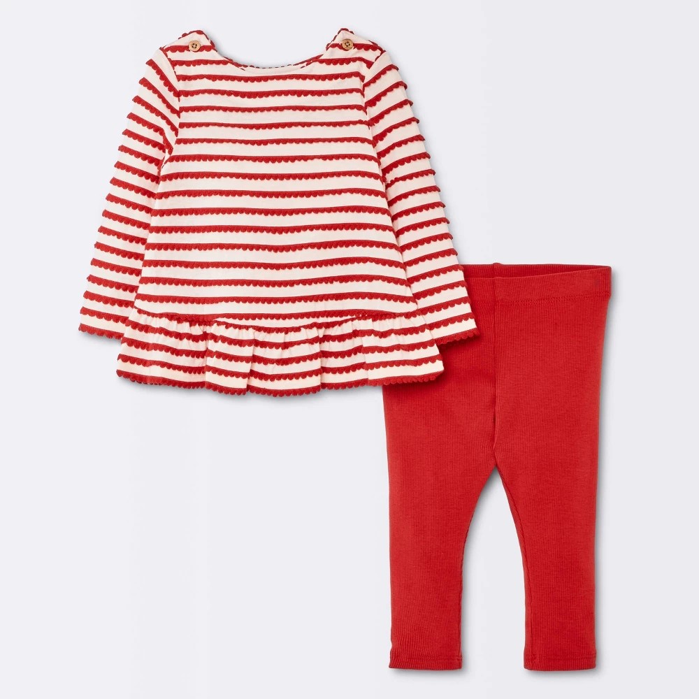 Cloud Island Baby Girls' Striped T-Shirt and Leggings Set 0-3M