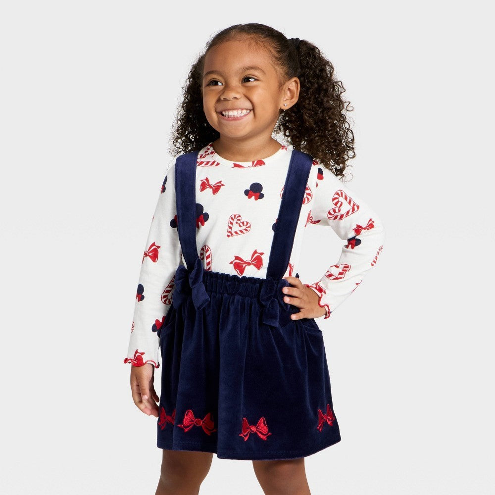 Disney Minnie Mouse 2pc Christmas T-Shirt & Skirt Set 4T girl