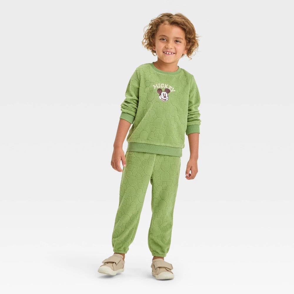 Disney Mickey Mouse Toddler Boys' 2pc Velour Set - Green 2T