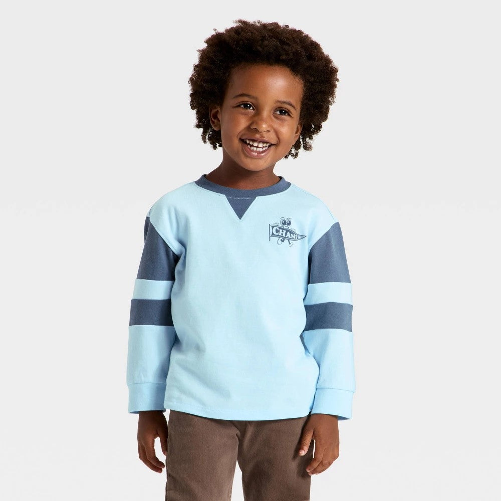 Cat & Jack Toddler Boys' Aqua Blue Textured T-Shirt 2T