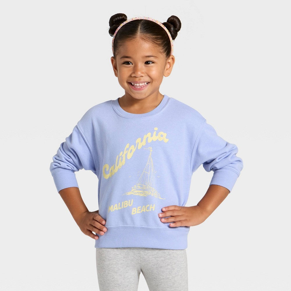 Grayson Toddler Girls' French Terry Sweatshirt Blue 2T