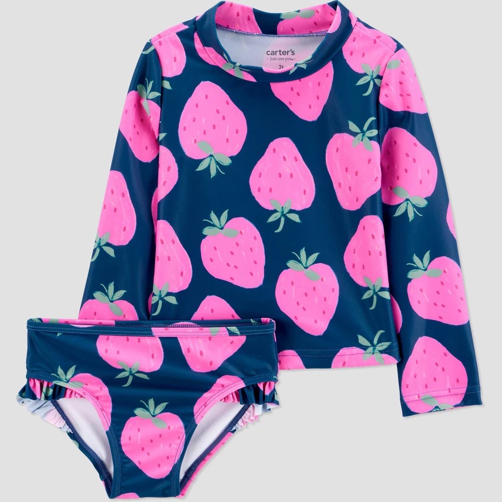 Carter's Toddler Girls' 2PC Navy Strawberry Rash Guard - Size 5T