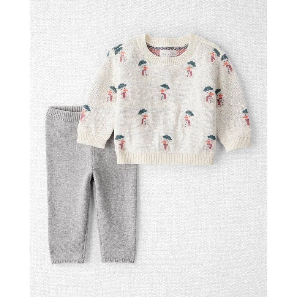 Little Planet Organic 2pc Snowman Sweater Set 3M girl