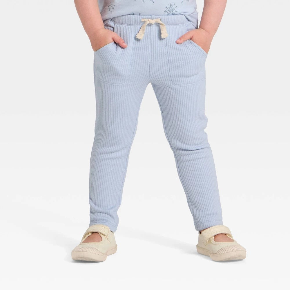 Cat & Jack Toddler Girls' Ribbed Leggings Light Blue 2T