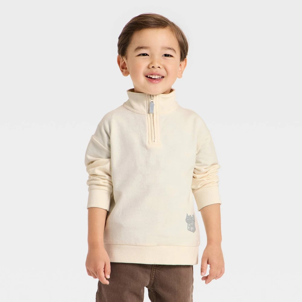 Cat & Jack Toddler Boys' French Terry Quarter Zip Sweatshirt 3T
