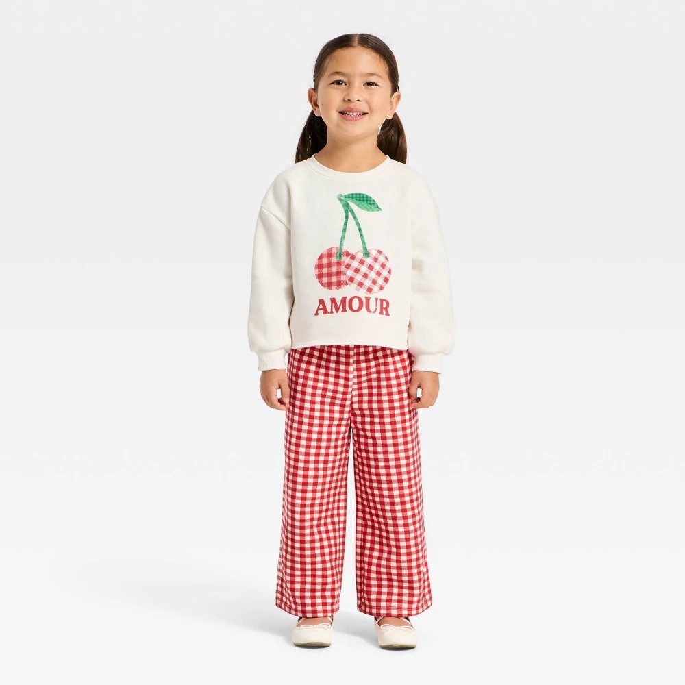Grayson Mini girl 2pc Cherry Sweatshirt & Pants Set 2T