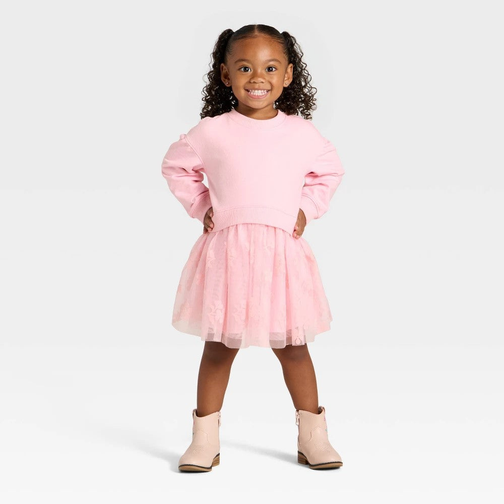Cat & Jack Girls' Floral Sweatshirt Dress 18M