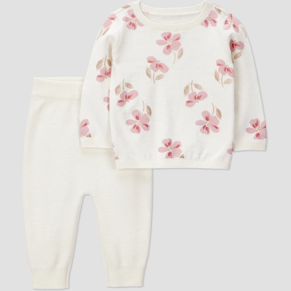 Carter's Baby Girls' Floral Sweater and Joggers Set 6M