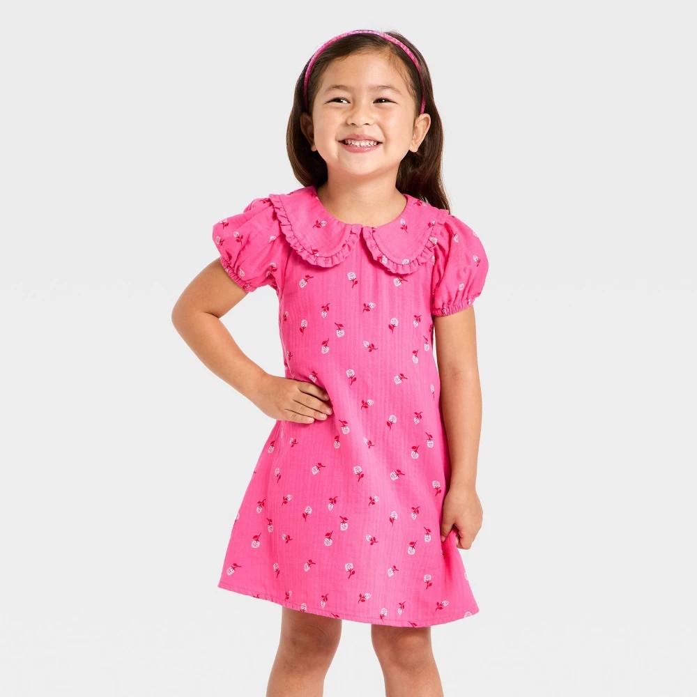 Cat & Jack Toddler Girls' Ruffle Dress Rose Pink 2T