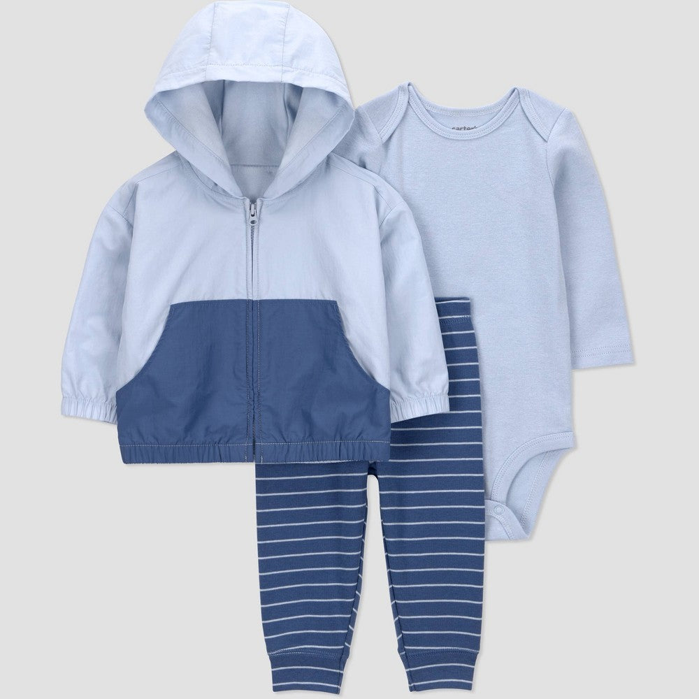 Carter's Baby Boys' 3pc Hooded Sweatshirt Set - Blue 18M