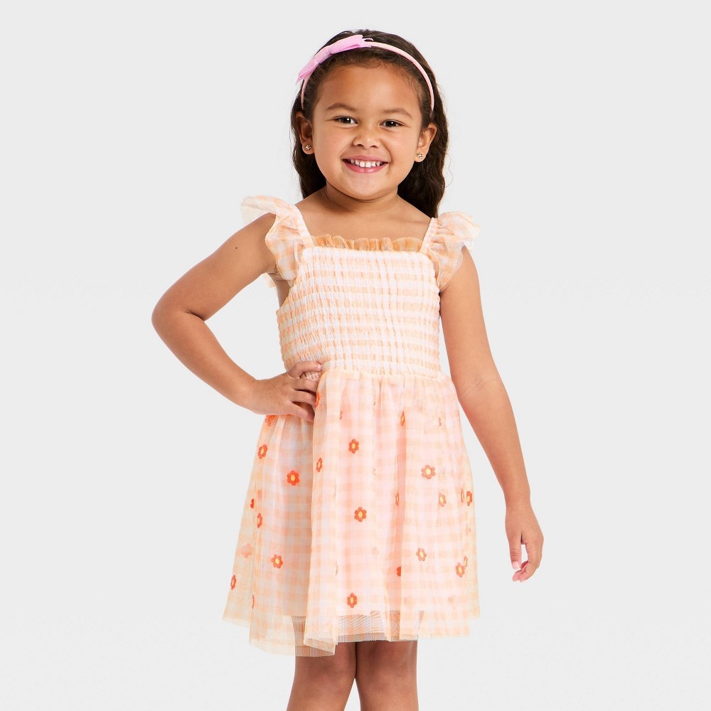 Cat & Jack Toddler Girls' Embroidered Floral Tulle Dress 5T