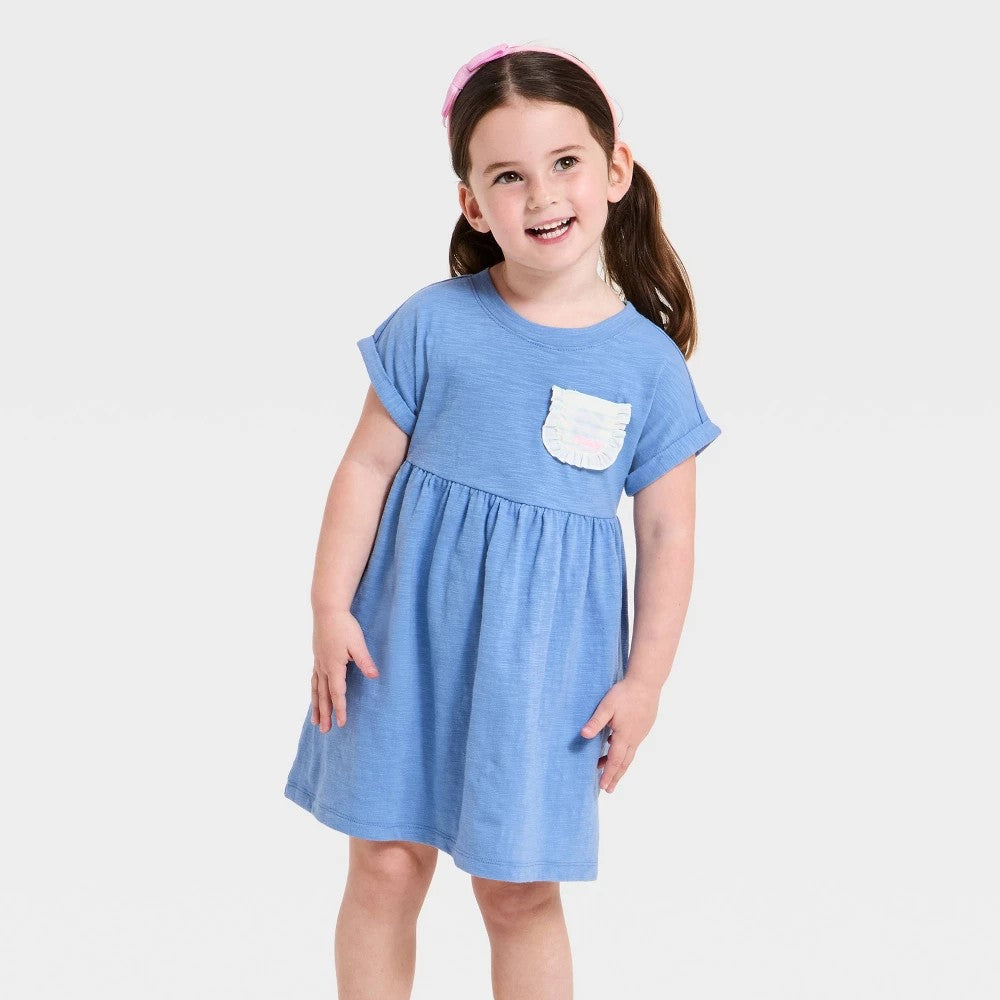 Toddler Girls' Pocket Dress - Cat & Jack Blue 3T