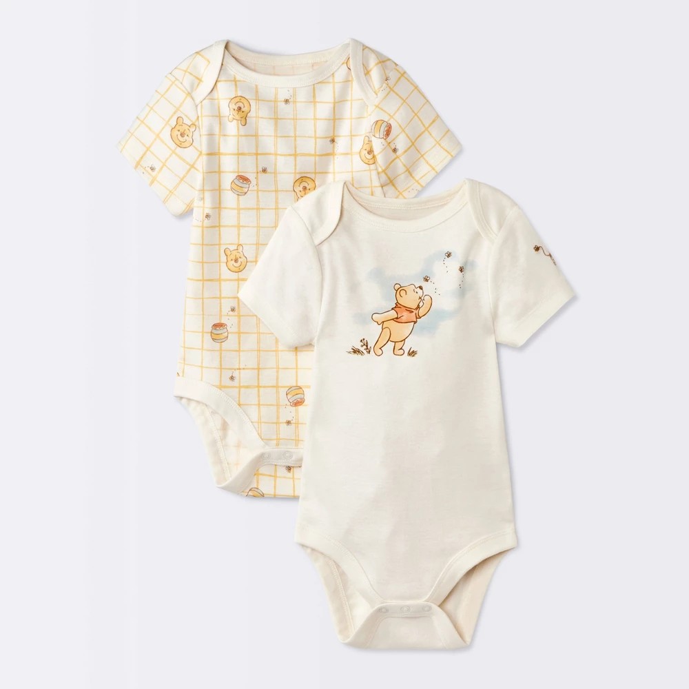 Cloud Island Winnie the Pooh Bodysuits, Cream, Newborn, 2-Pack boys