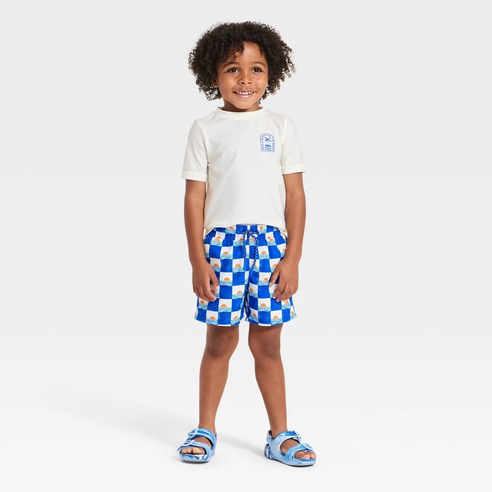 Cat & Jack Toddler Boys' Blue Rash Guard Set 18M