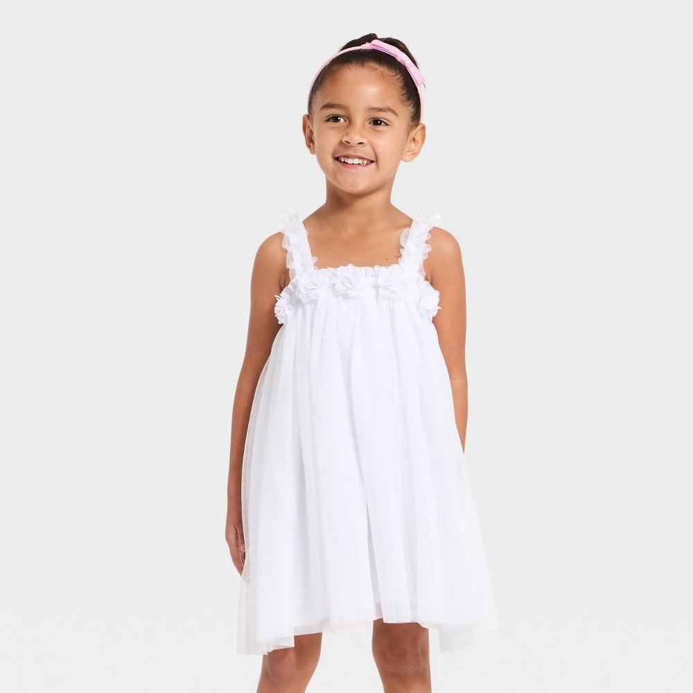 Audrey Camille Toddler Girls' Tulle Dress White 4T
