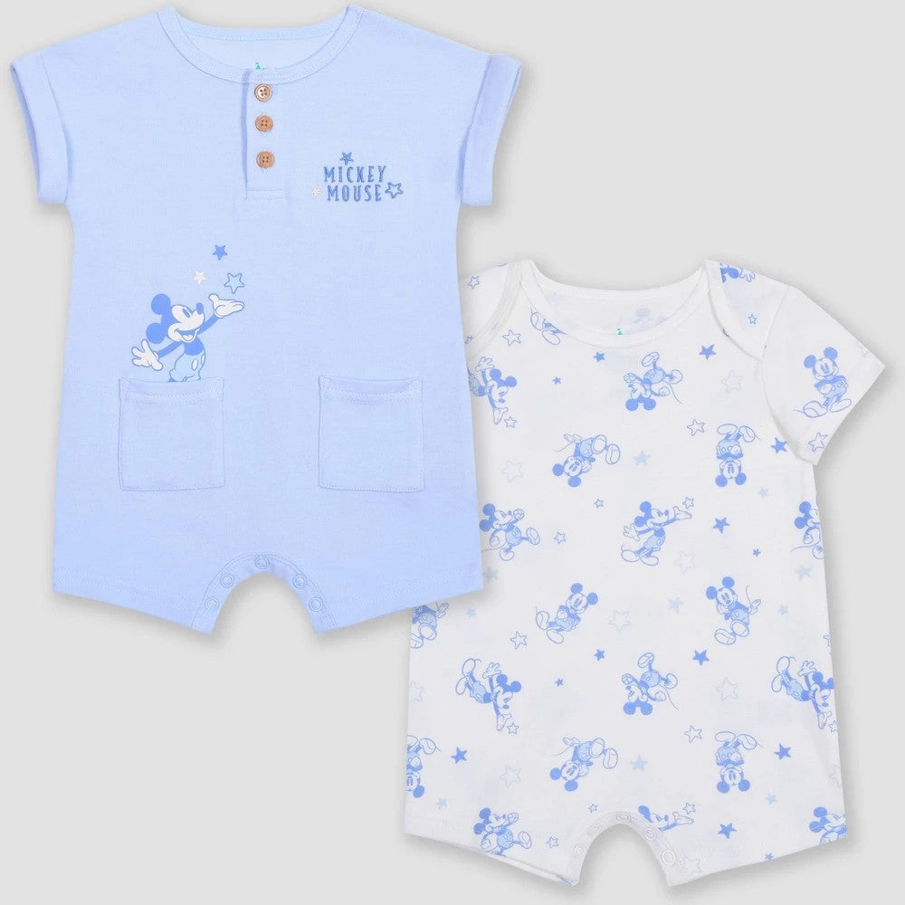 Disney Mickey Mouse Baby Boys' Romper Blue 0-3M 2pk