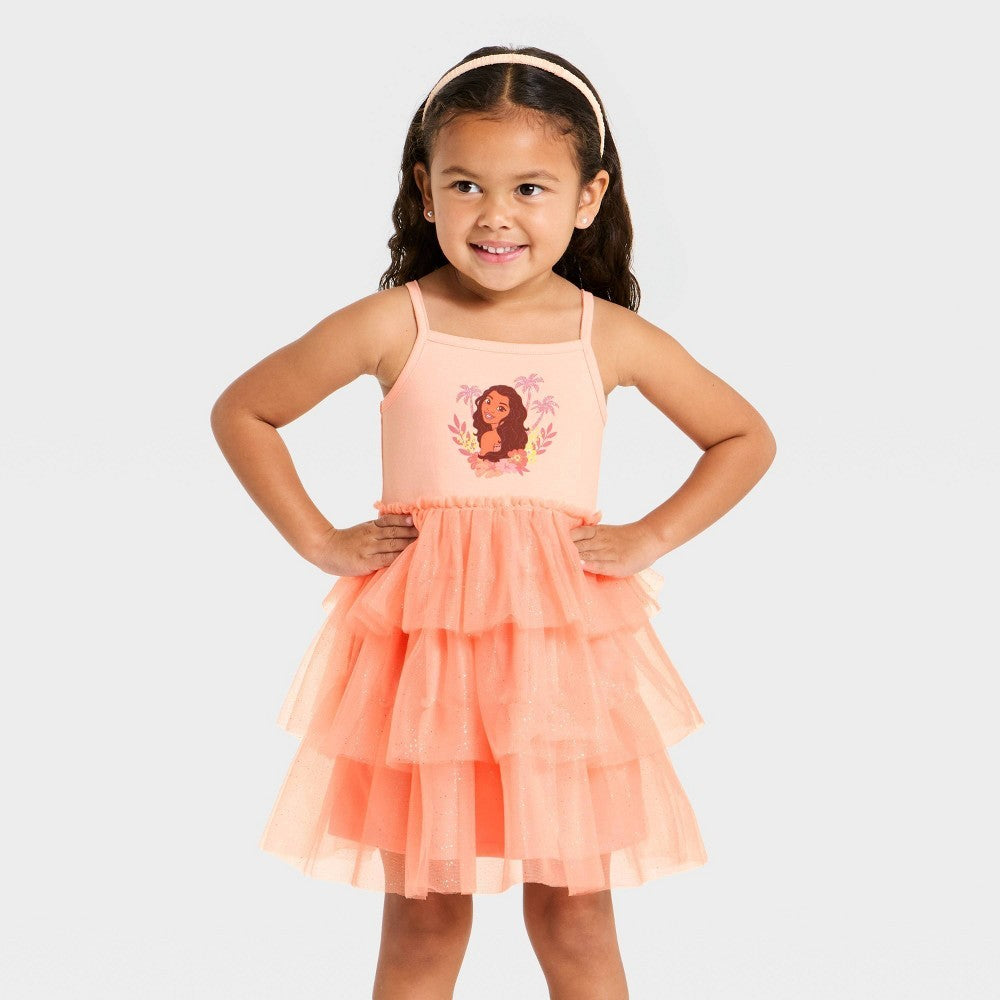 Disney Moana Toddler Girls' Peach Orange Dress 5T