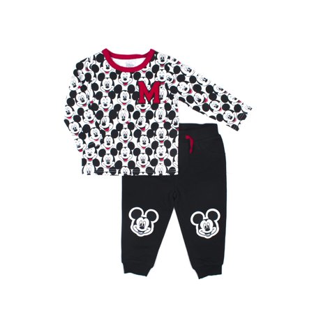 Mickey Print Long Sleeve T-Shirt & Jogger Set boys 6-9 months