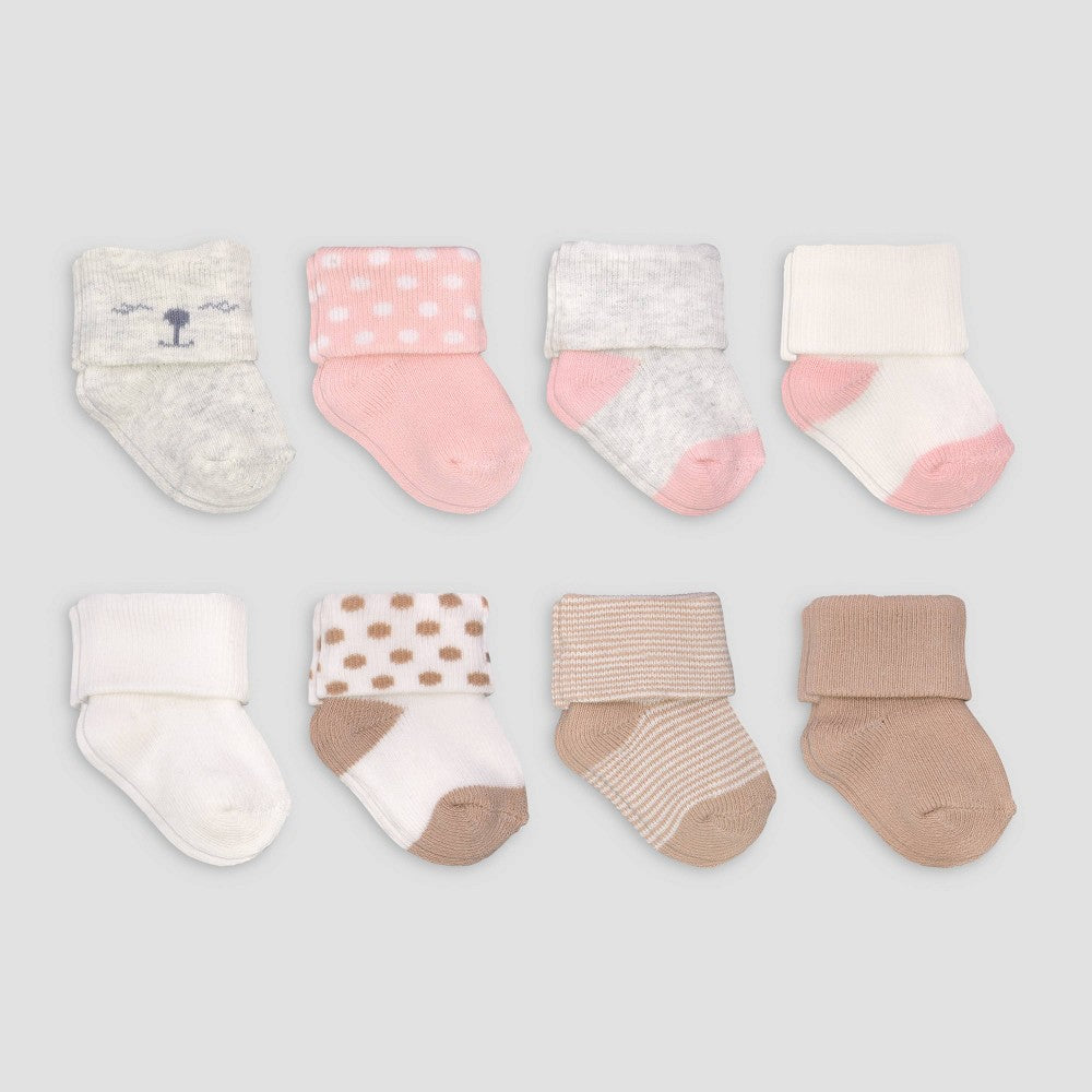 Carter's girl 8pk Infant Crew Socks, 0-3 Months