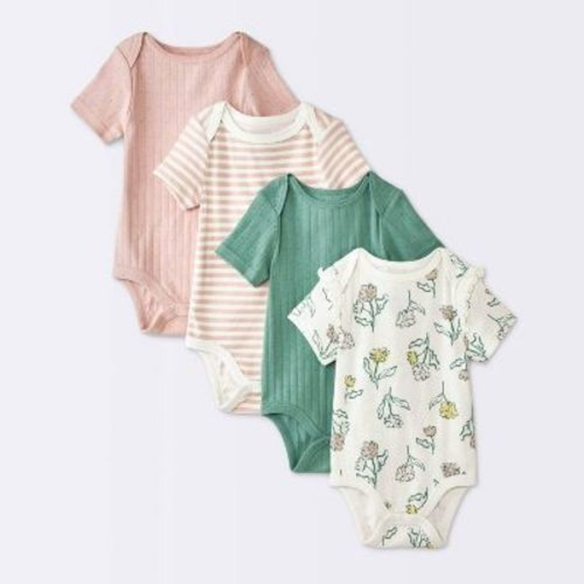 Cloud Island Baby Girls' Floral Bodysuits 4-Pack - Cream 12M