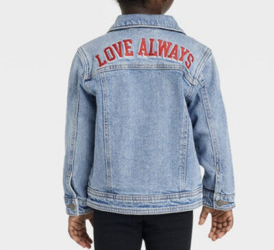Cat & Jack Girls Denim Jean Jacket - LOVE ALWAYS M