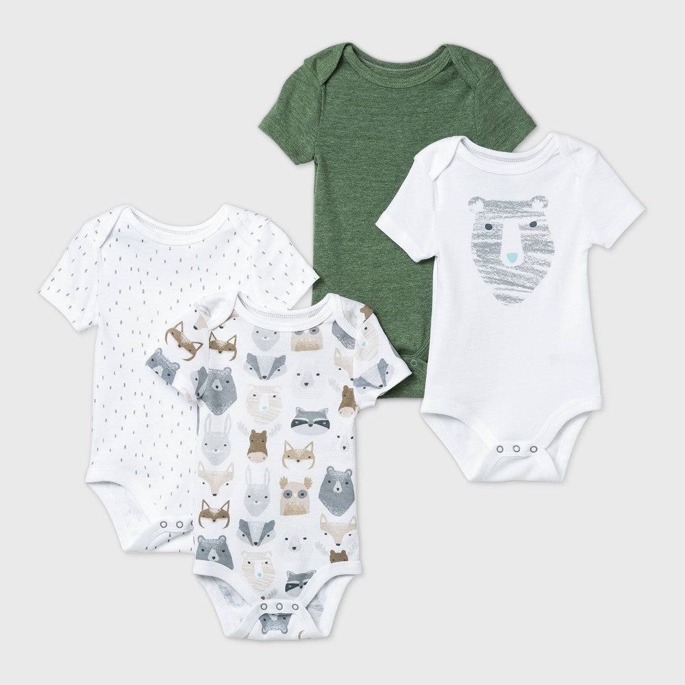 Cloud Island Baby Boys' 4pk Bodysuits 6-9M