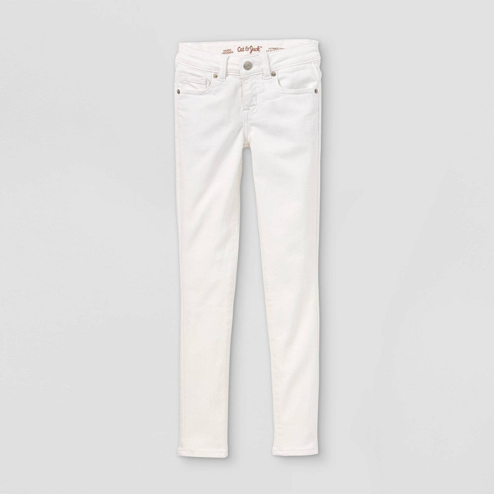 Girls' Mid-Rise Ultimate Stretch Skinny Jeans - Cat & Jack™ White Wash 7