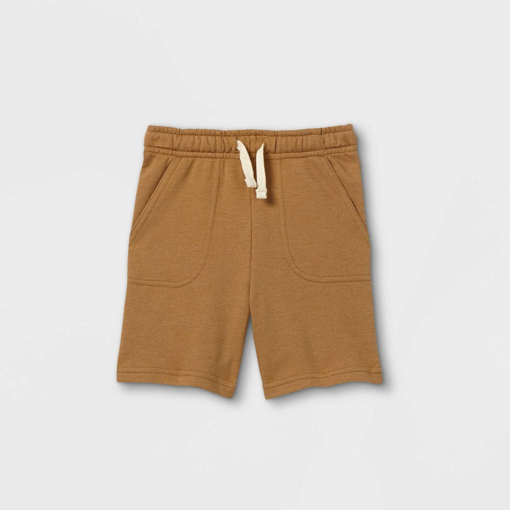 Toddler Boys' Knit Pull-on Above Knee Shorts - Cat & Jack™ Brown 18M: Elastic Waistband