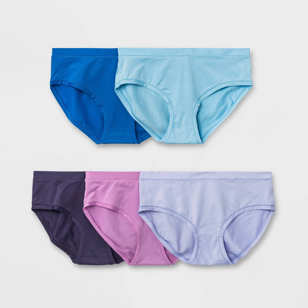 All In Motion Girls' Microfiber Hipster, Size L, 5-Pack