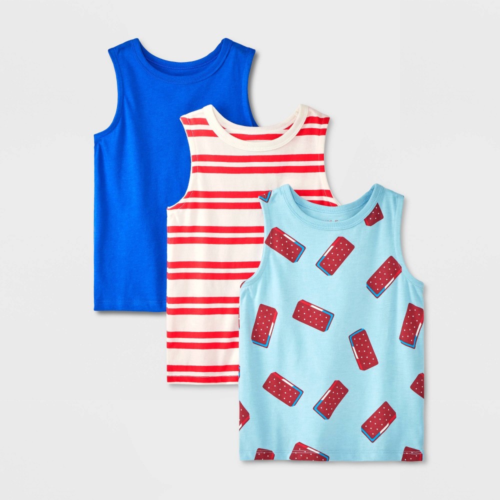 Cat & Jack Toddler Boys' 3PK Ice Cream Tank Top 12M