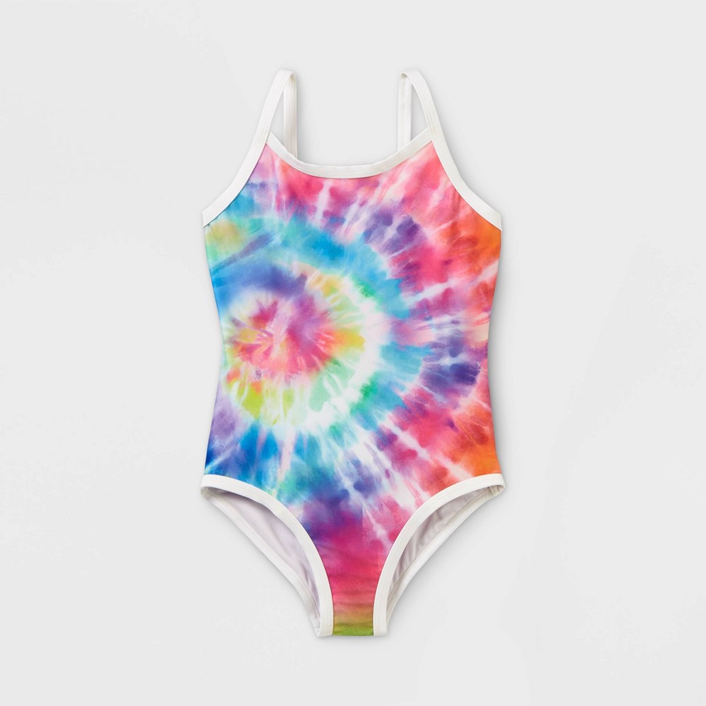 Cat & Jack Girls' Tie-Dye One Piece Swimsuit Size M