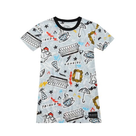 Friends Girls Short Sleeve Lounge Dorm Sleep Gown Sizes 4-12