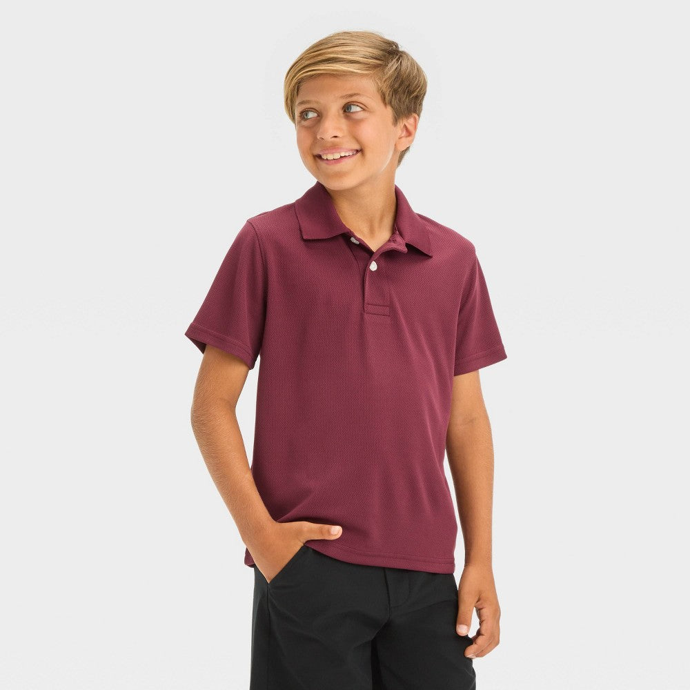 Cat & Jack Boys' Burgundy Performance Polo Shirt - L