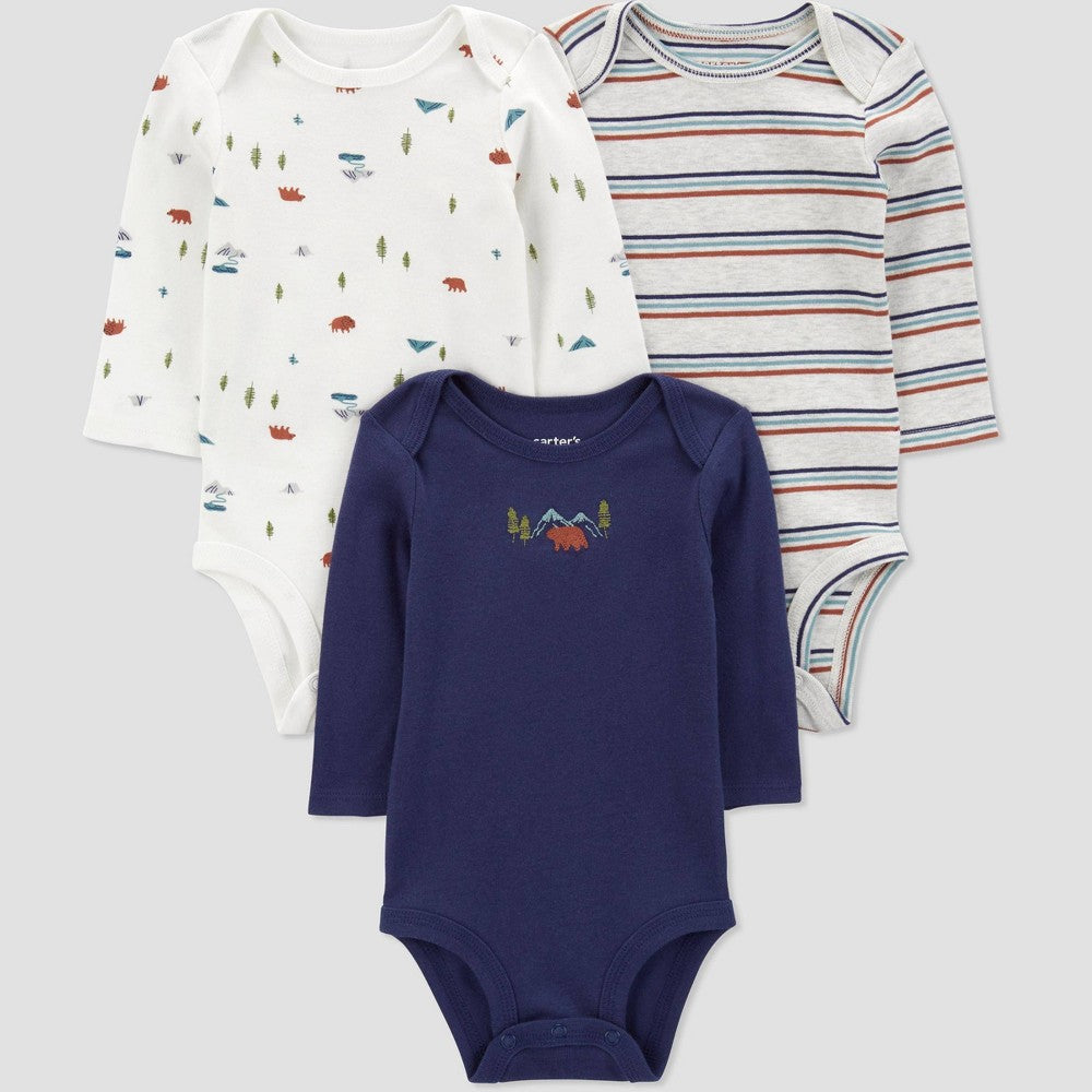 Carter's Just One You Baby Boys' 3pk Bodysuits - Blue newborn