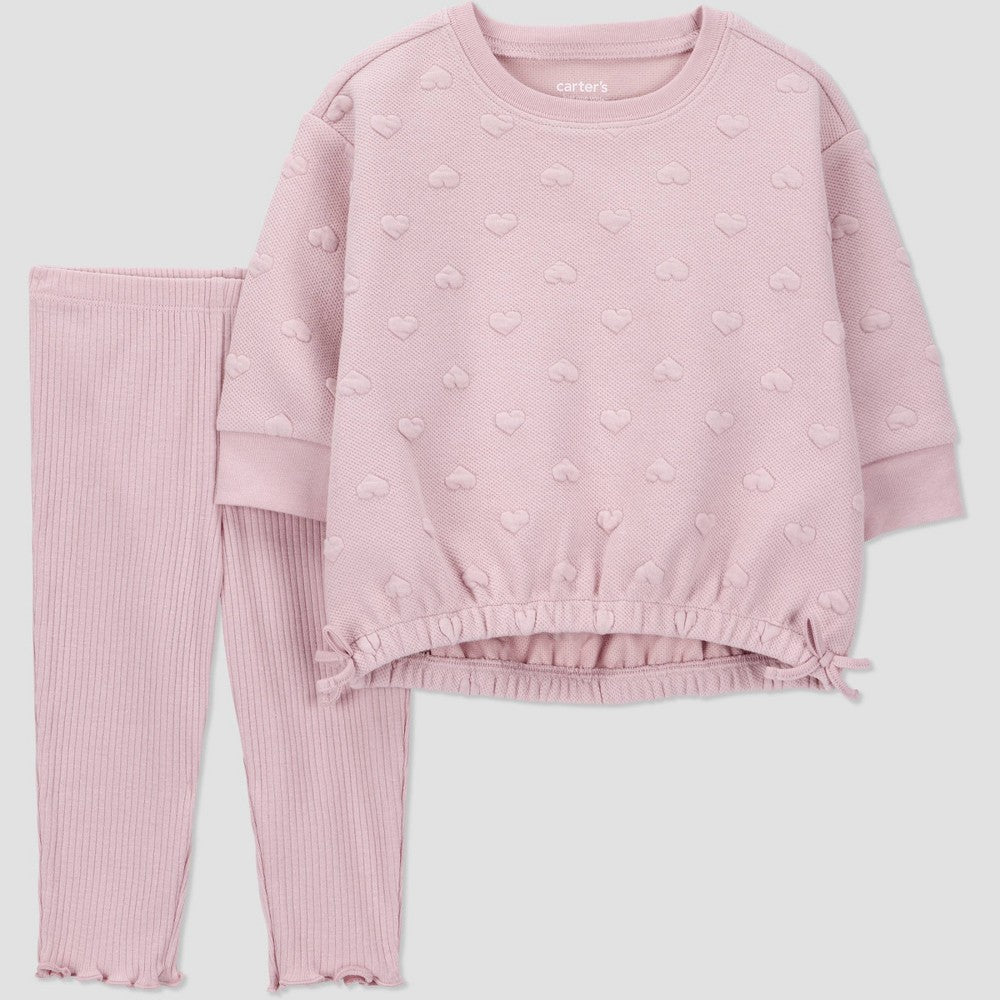 Carter's Baby Girls' 2pc Hearts Sweatshirt and Leggings Set - Pink 12M