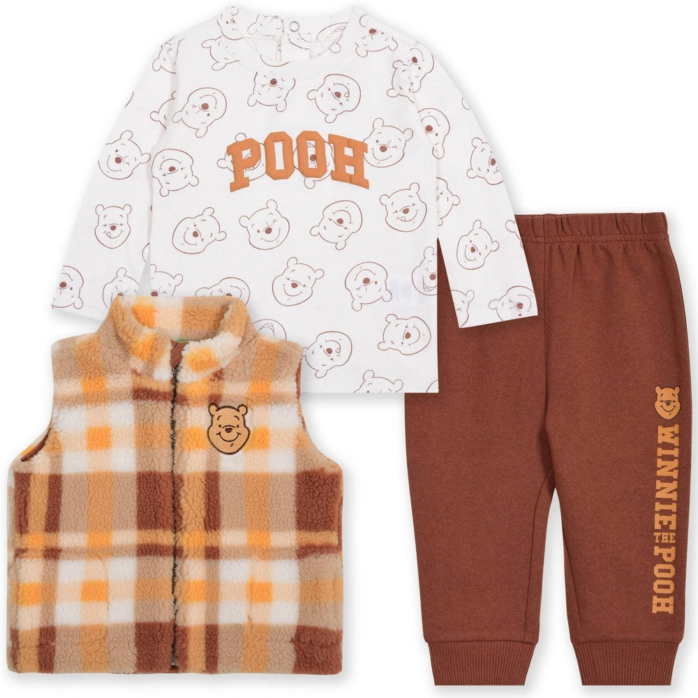 Disney Winnie the Pooh 3pc Newborn Outfit Set - Brown boys