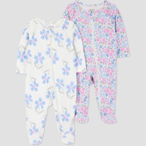 Carter's Baby Girls' Floral Sleep N' Play Purple/Ivory, 3M