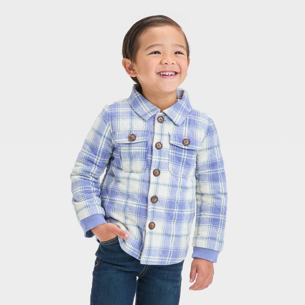 OshKosh B'gosh Boys' 5T Quilted Plaid Jacket - Cream/Blue
