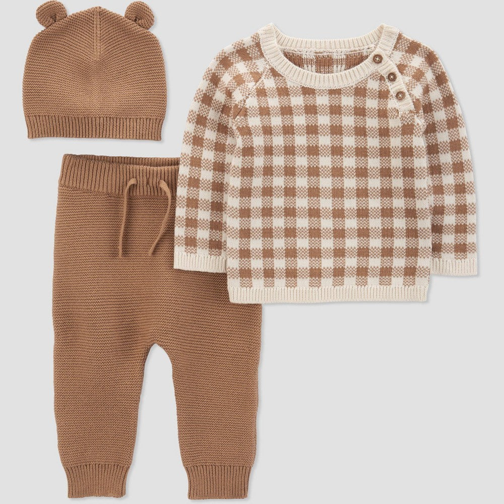 Carter's Baby Boys' Checkered Set - Cream/Brown 3M