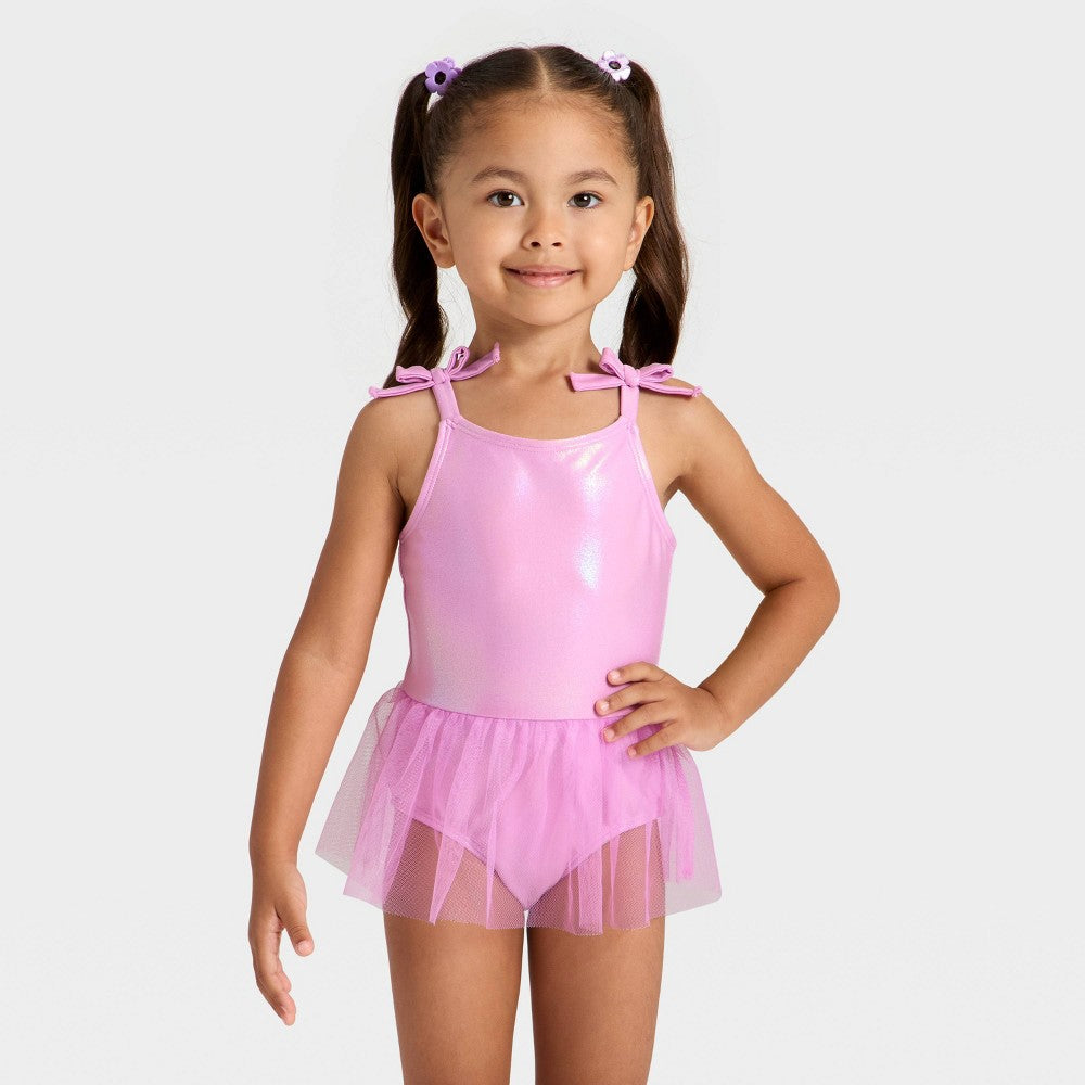 Cat & Jack Toddler Girls' Shiny Tutu Swimsuit Lavender 4T