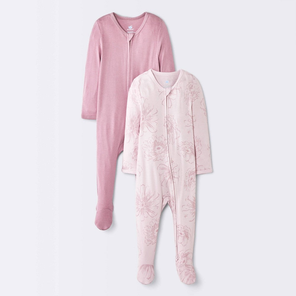 Cloud Island Baby Girls' Floral Footed Pajamas - Newborn