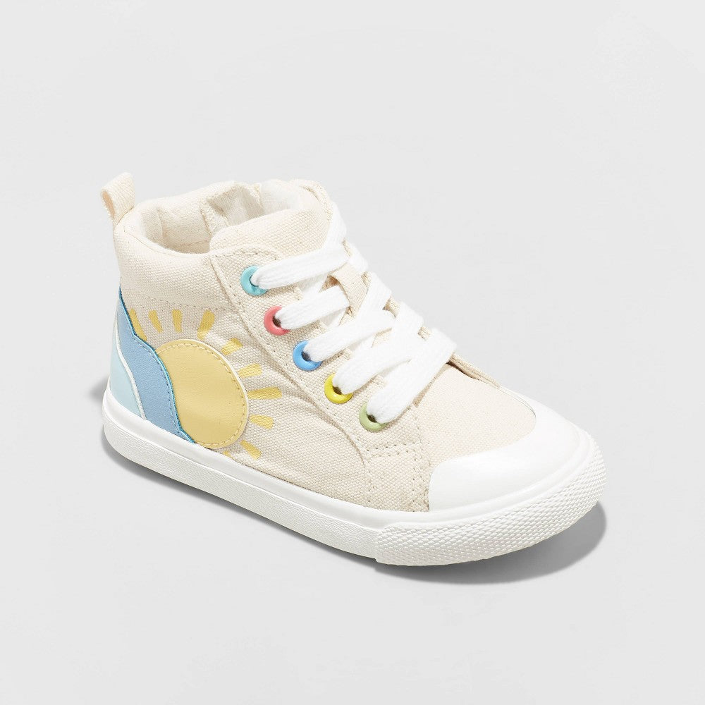 Toddler Girls' Penny Rainbow Print Lace-up Zipper Sneakers - Cat & Jack Tan 6