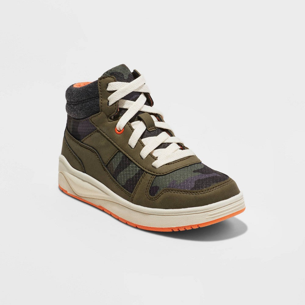Cat & Jack Boys' Ledger Lace-up Sneakers, Olive Size 1