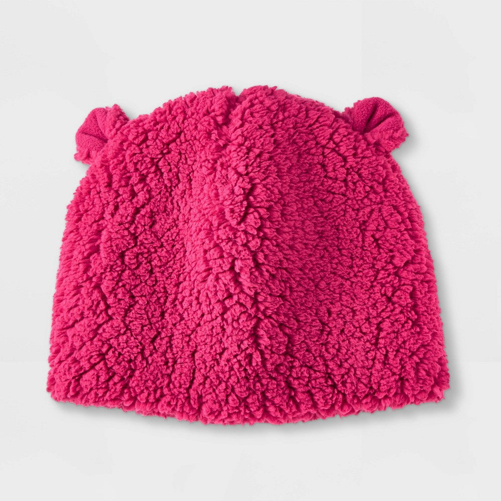 Cat & Jack Infant Toddler Kids Teddy Fleece Beanie - Pink - OSFM