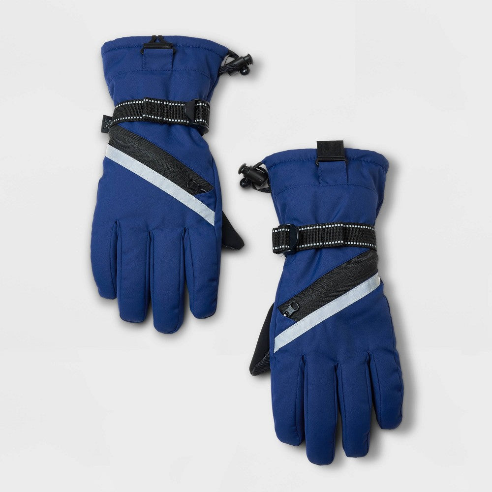 Kids' Zipper Ski Gloves - All in Motion™ Navy Blue