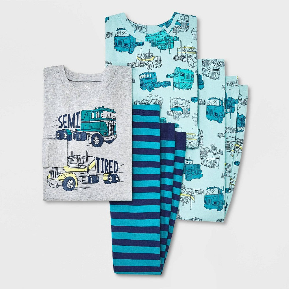 Carter's Just One You® Boys' 4pc Trucks 100% Cotton Pajama Set -