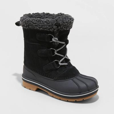Kids' Kit Lace-up Winter Boots - Cat & Jack Black 4 - Girl