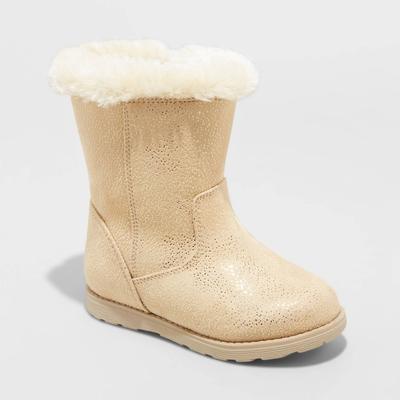 Toddler Girls' Leah Winter Shearling Style Boots - Cat & Jack Gold 5