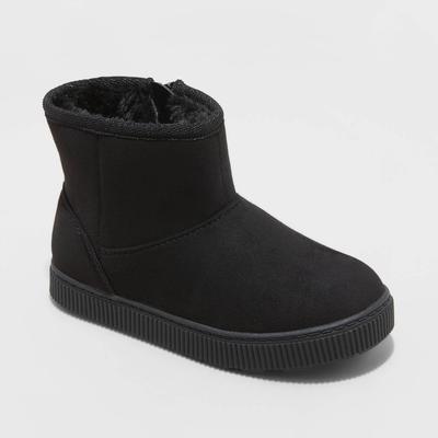Toddler Girls' Arlo Zipper Winter Shearling Style Boots - Cat & Jack Black 8
